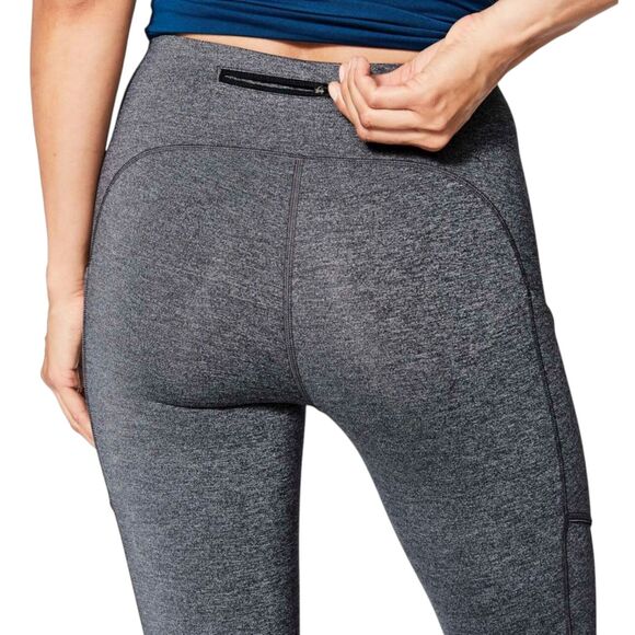 Lululemon Speed Up Crop 21" Heathered Black Leggings Size 10 Back & Side Pockets - Picture 7 of 11